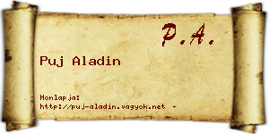 Puj Aladin névjegykártya